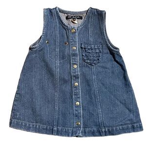 Lili Gaufrette Baby Girls Denim Sleeveless Crew Neck A-Line Dress Blue Size 2 To